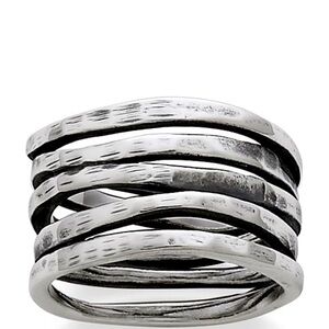 James Avery Stacked Sterling Silver Hammered Ring Size 7 Pre-Owned EUC .925